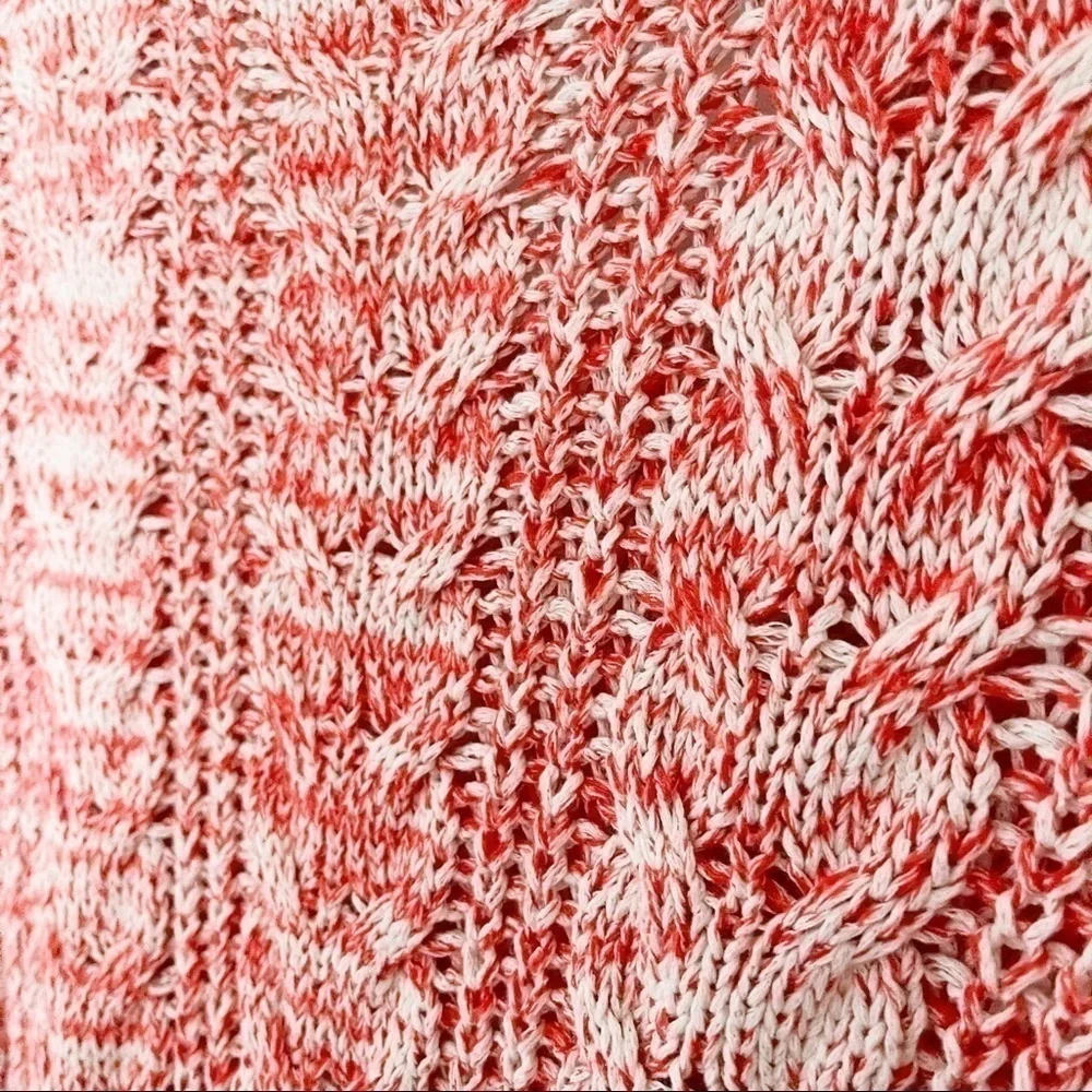 Free People Red | White Marled Cable Knit Sweater - Picture 5 of 7